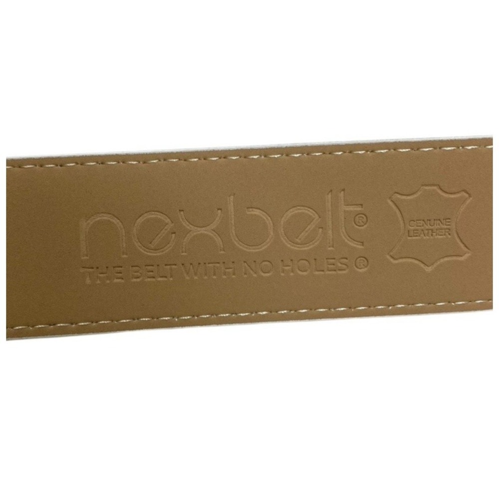 Nexbelt Mens White Belt w/ Fast Eddie X Factor Buckle Golf Ratcheting Leather - Picture 7 of 10